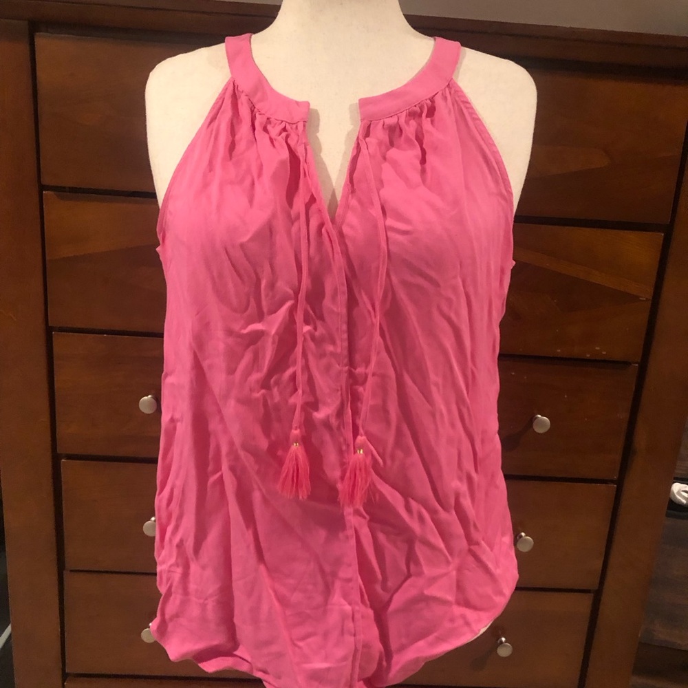 Rose & Olive Bright Pink Tassel Halter Camisole
